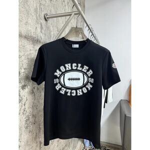 Moncler Men's and Women's Crew Neck Black Short Sleeve T-Shirt